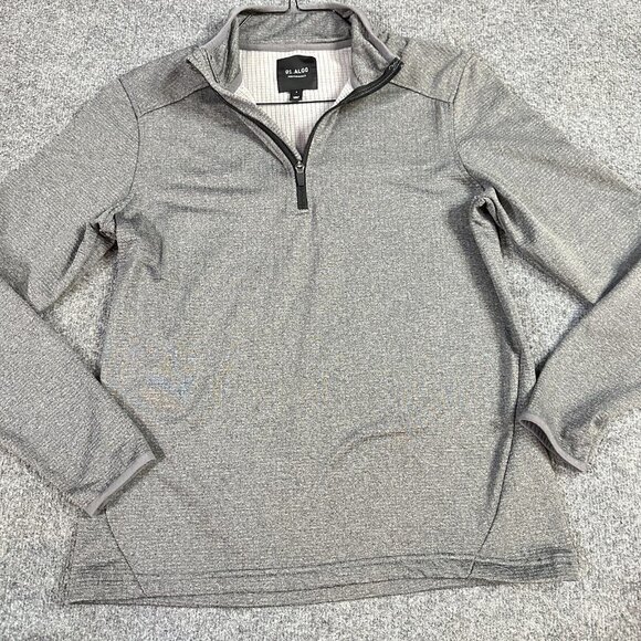 01 Algo Mens Pullover S Gray 1/4 Zip Waffle Thermal - Picture 1 of 5